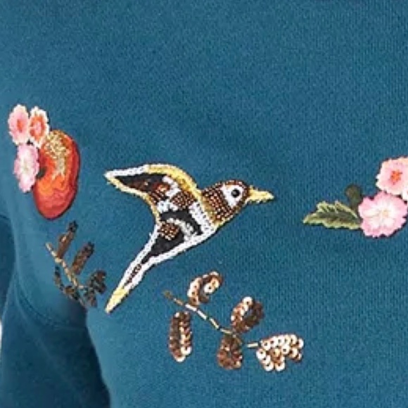 DISNEY SNOW WHITE LC LAUREN CONRAD Sweatshirt Top Embellished Teal Blue L - Picture 6 of 9